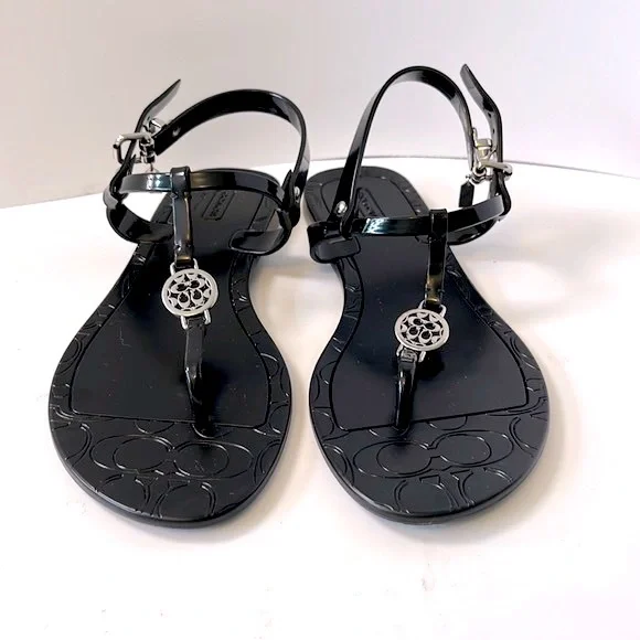 Coach 'Pansy' Logo T-strap Jelly Sandal, 7B - Picture 2 of 5